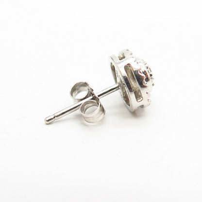 925 Sterling Silver Real Diamond Round SINGLE Stud Earring