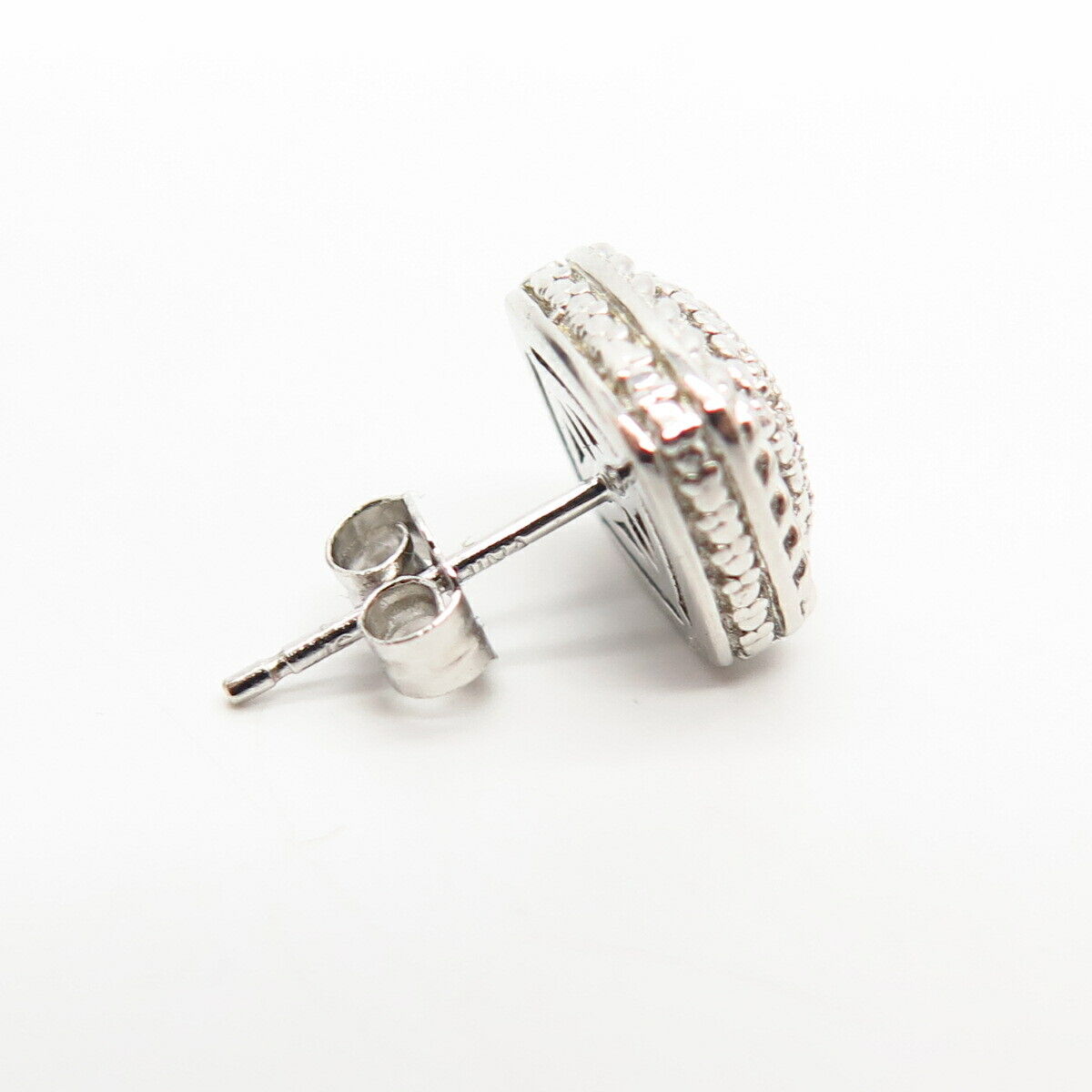 925 Sterling Silver Real Diamond Twisted Design SINGLE Stud Earring