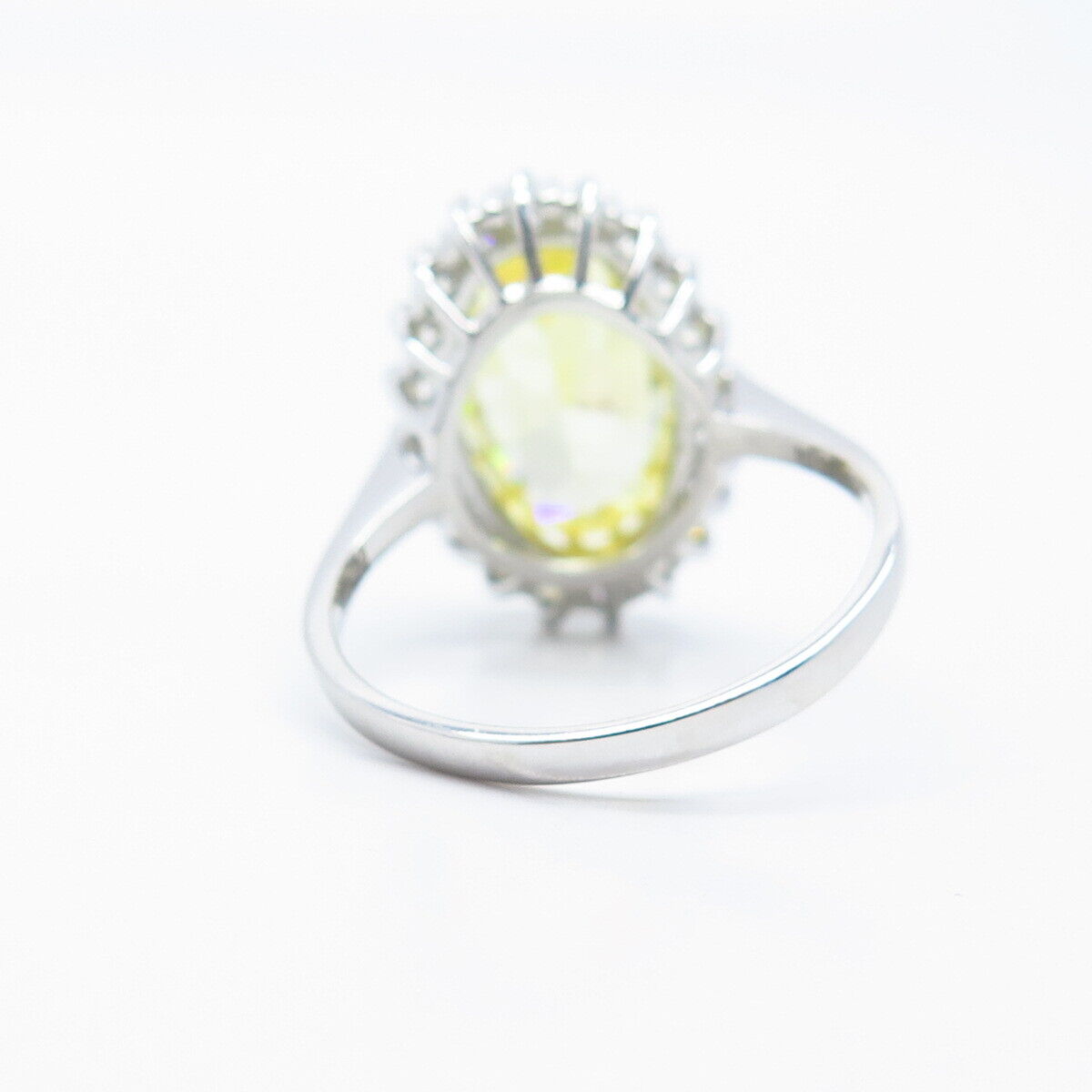 925 Sterling Silver White & Citrine-Tone C Z Statement Ring Size 5