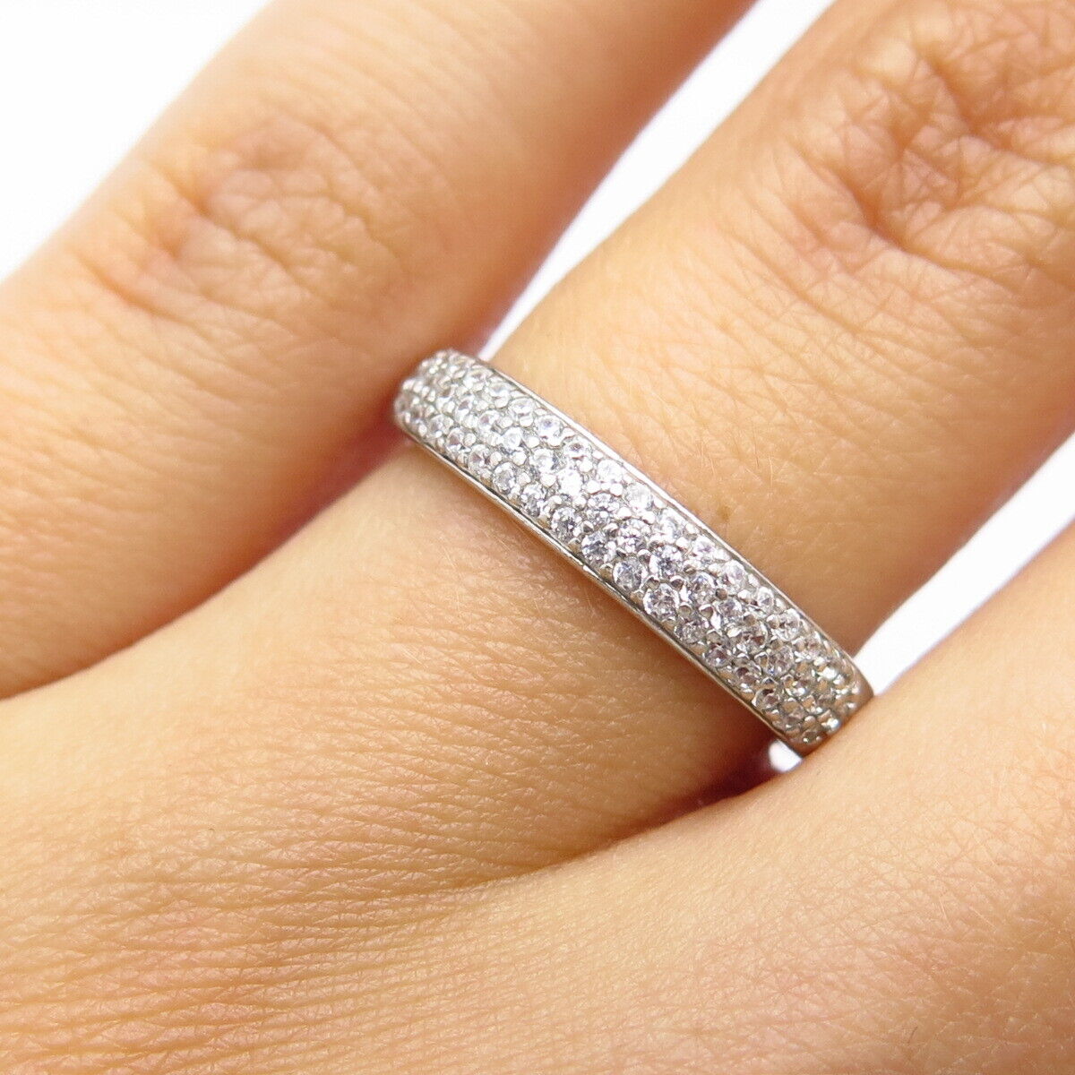 925 Sterling Silver Pave C Z Ring Size 5