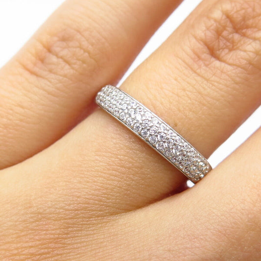 925 Sterling Silver Pave C Z Ring Size 5