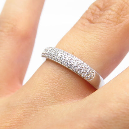 925 Sterling Silver Pave C Z Ring Size 5