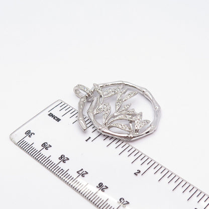 925 Sterling Silver C Z Bamboo Branch Pendant