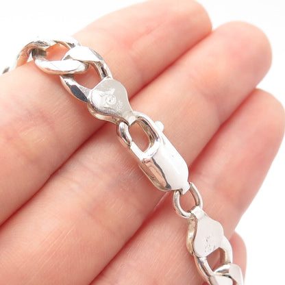 925 Sterling Silver Italy Figaro Link Bracelet 9''