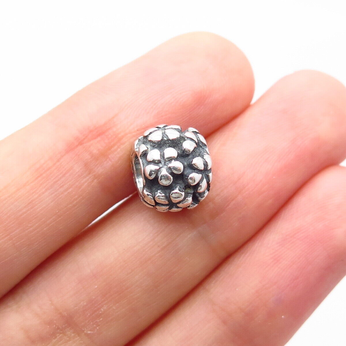 925 Sterling Silver Pandora Floral Bead Charm