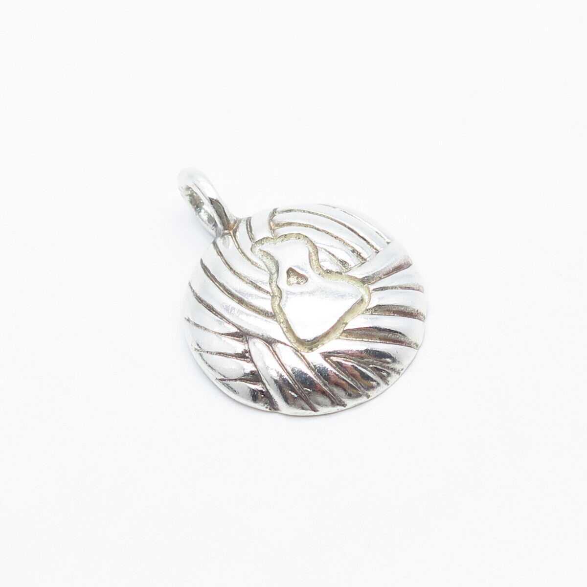 925 Sterling Silver Vintage Ribbed Pendant