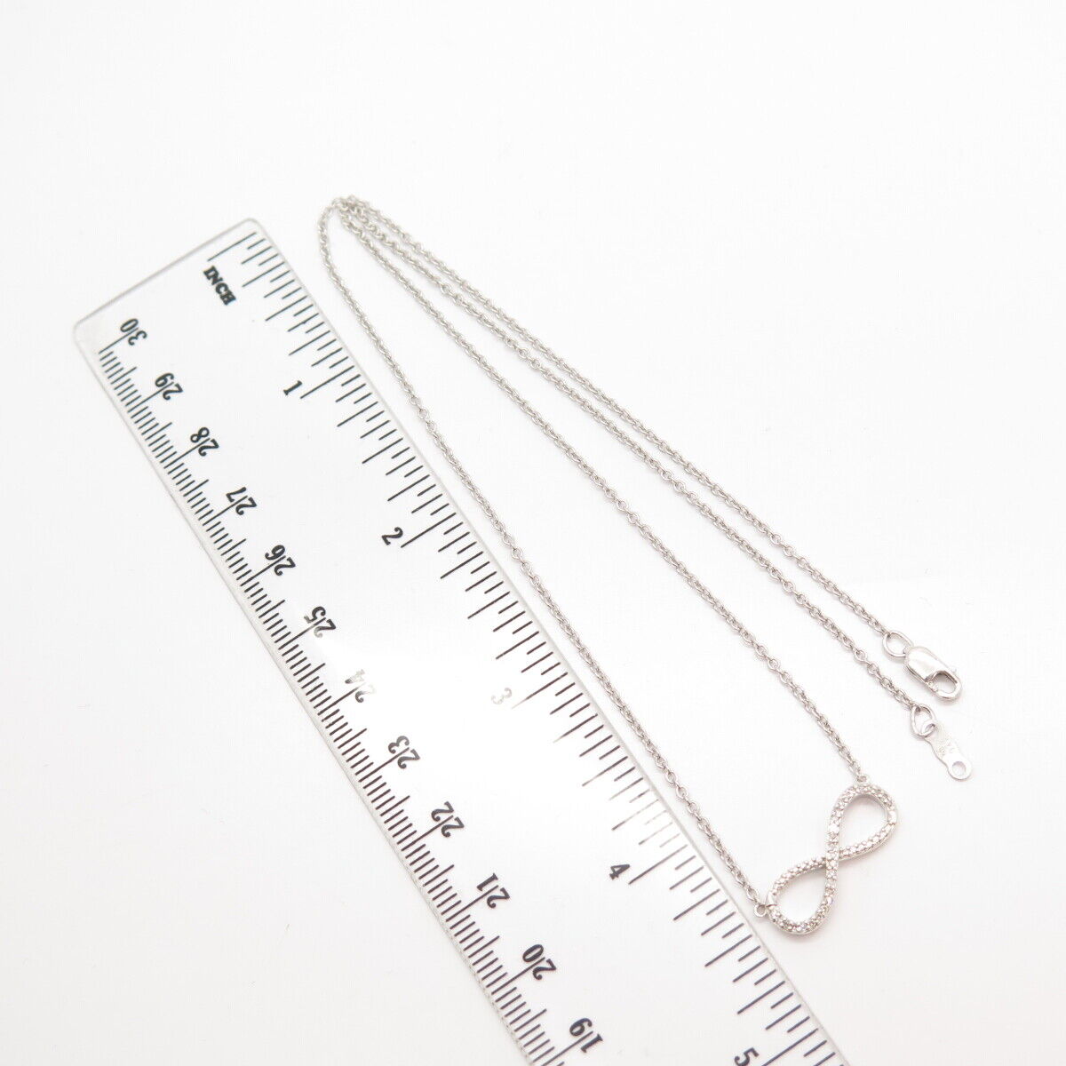 925 Sterling Silver National Chain Group White Diamond Rolo Chain Necklace 18"