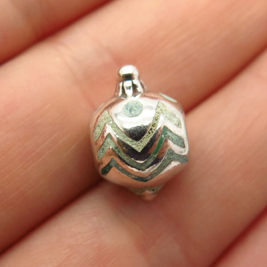 925 Sterling Silver Chamilia Enamel Zig Zag Ball Design Bead Charm