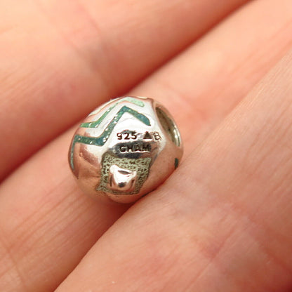 925 Sterling Silver Chamilia Enamel Zig Zag Ball Design Bead Charm