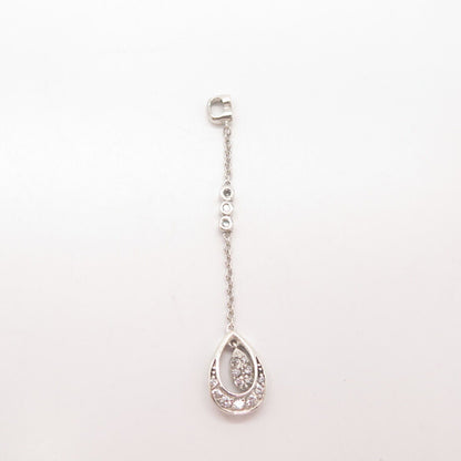 925 Sterling Silver Vintage C Z Teardrop Dangling Pendant