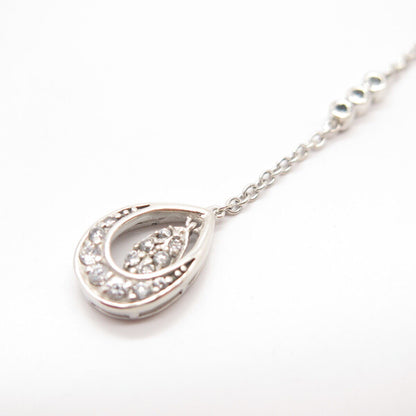 925 Sterling Silver Vintage C Z Teardrop Dangling Pendant