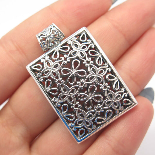 925 Sterling Silver Vintage Ornate Cutout Slide Pendant