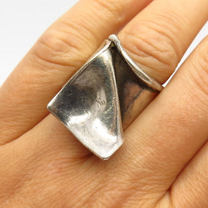 925 Sterling Silver Wrapped Up Design Wide Ring Size 7 1/4