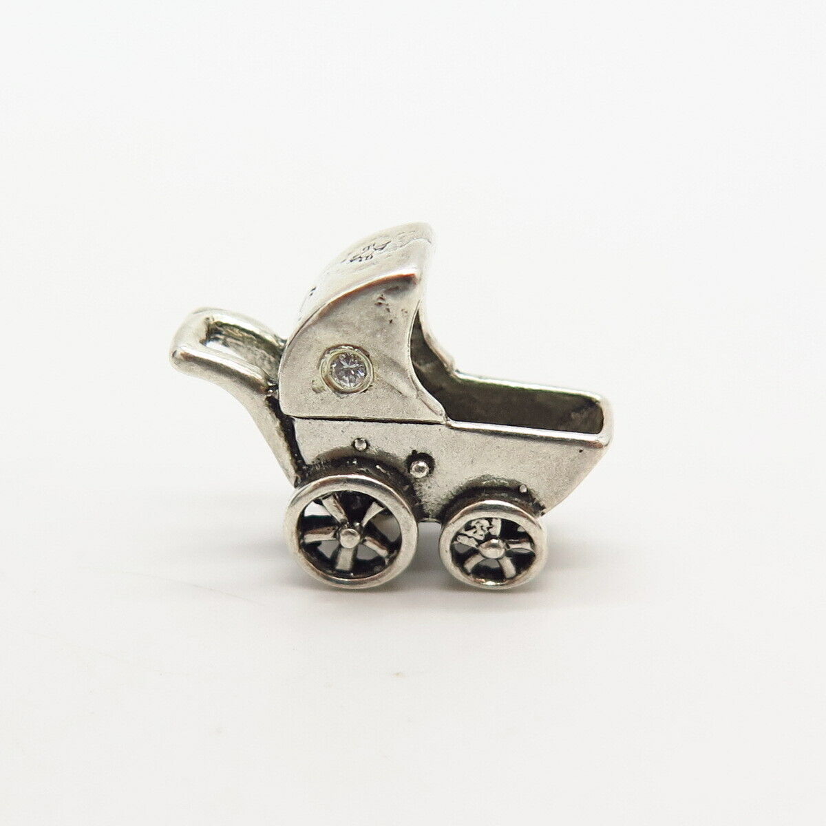 925 Sterling Silver Baby Pram / Stroller Design Charm Pendant