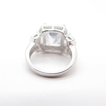 925 Sterling Silver Radiant-Cut C Z Ring Size 8