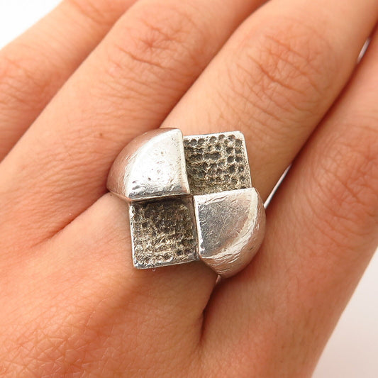 925 Sterling Silver Vintage Modernist Design Ring Size 7.5