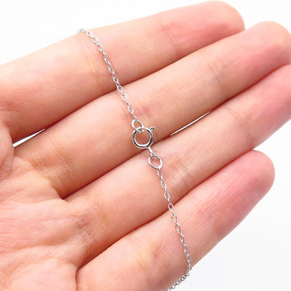 925 Sterling Silver Real Light Blue Topaz & Amethyst Gem Rolo Chain Necklace 19"