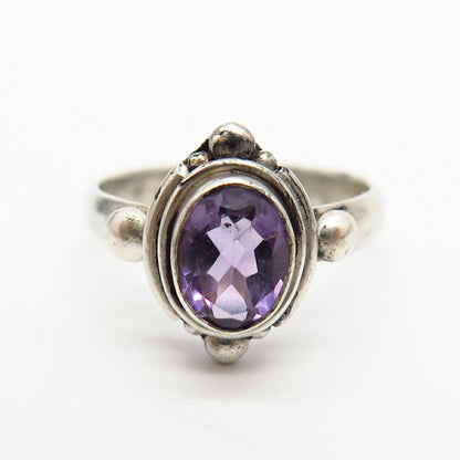 925 Sterling Silver Real Amethyst Gemstone Ring Size 7 3/4