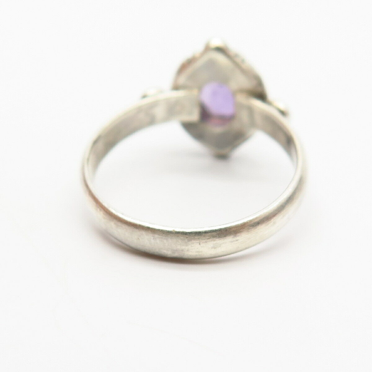 925 Sterling Silver Real Amethyst Gemstone Ring Size 7 3/4