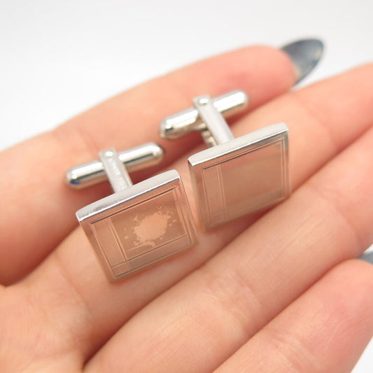 925 Sterling Silver Vintage Lamode Stripped Cufflinks