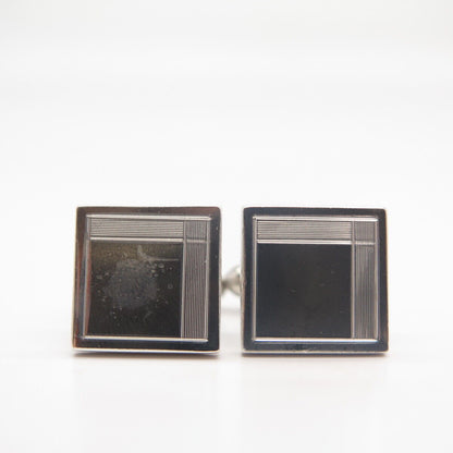 925 Sterling Silver Vintage Lamode Stripped Cufflinks