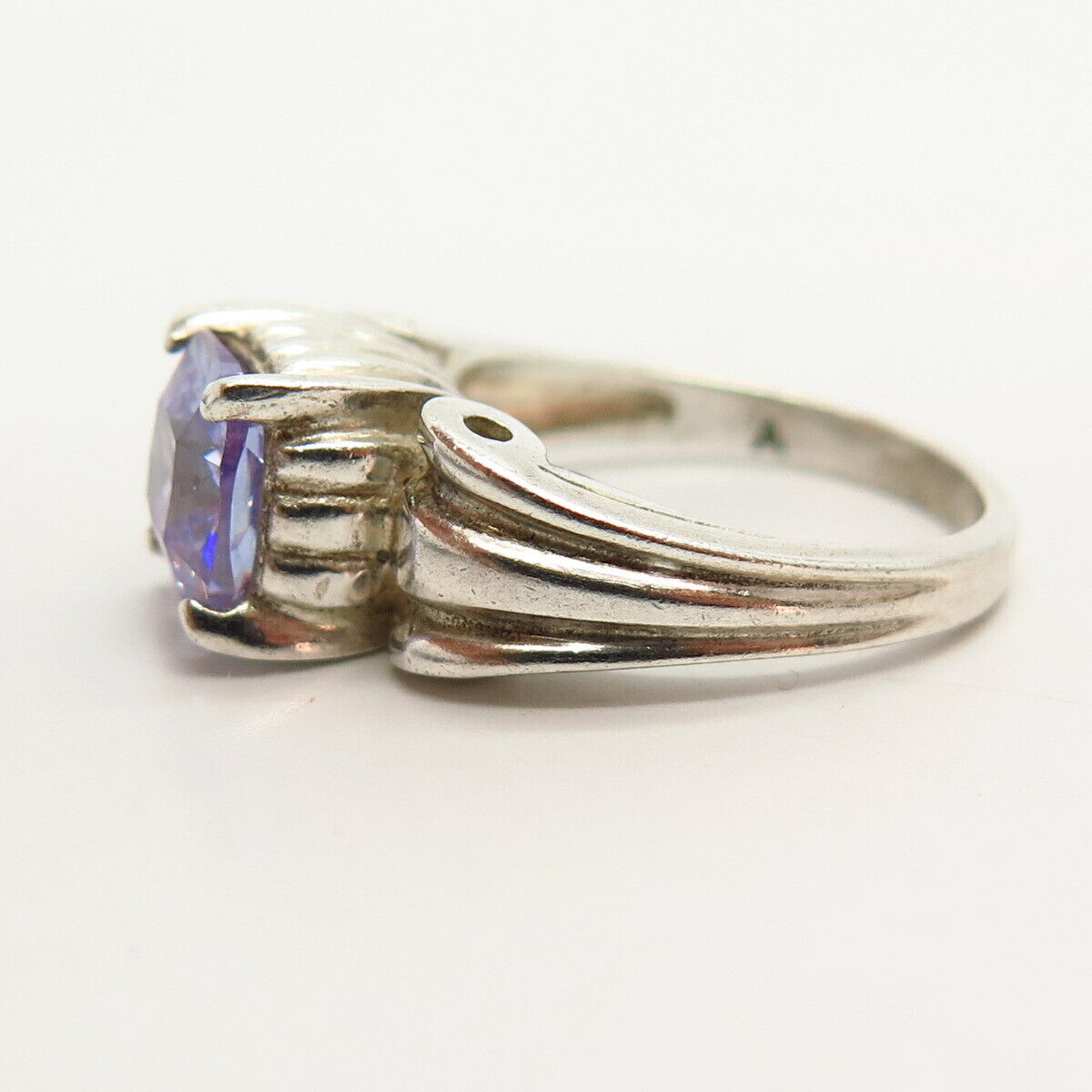 925 Sterling Silver Amethyst-Tone C Z Ring Size 6 1/4