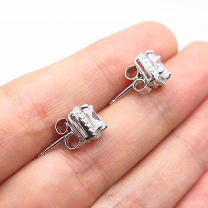 925 Sterling Silver Pave C Z Stud Earrings