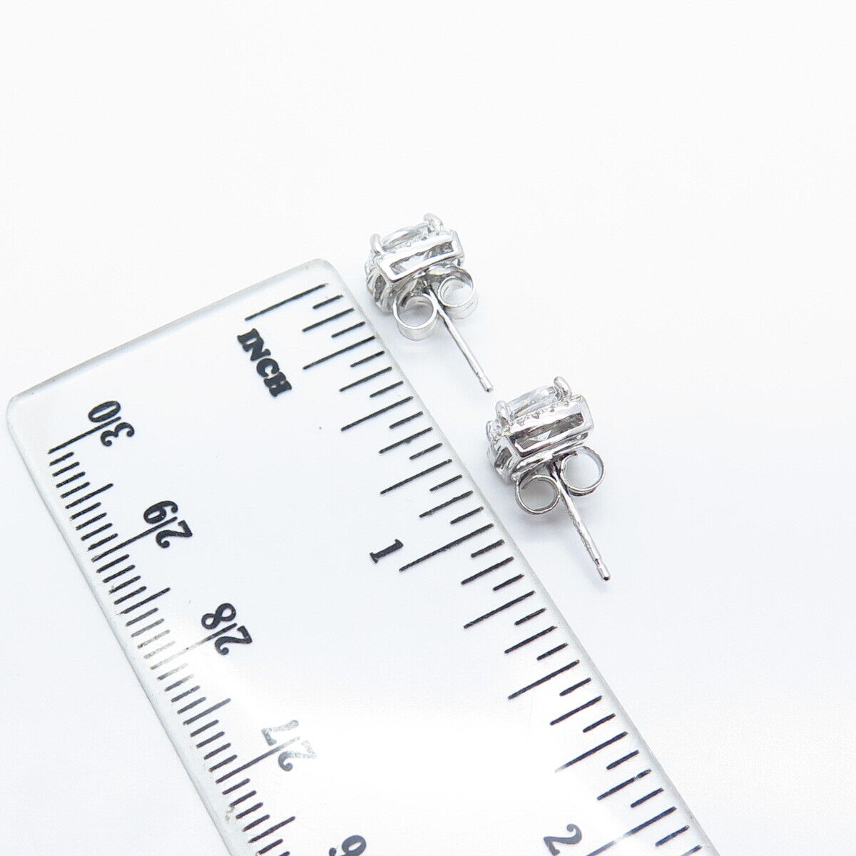 925 Sterling Silver Pave C Z Stud Earrings