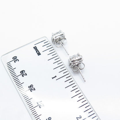 925 Sterling Silver Pave C Z Stud Earrings