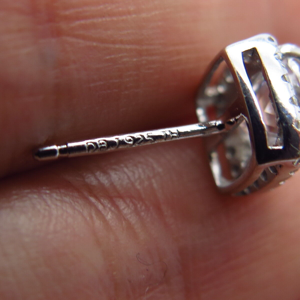 925 Sterling Silver Pave C Z Stud Earrings