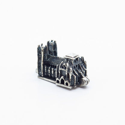 925 Sterling Silver Antique Westminster Abbey Holy Bible Charm Pendant