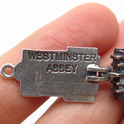 925 Sterling Silver Antique Westminster Abbey Holy Bible Charm Pendant