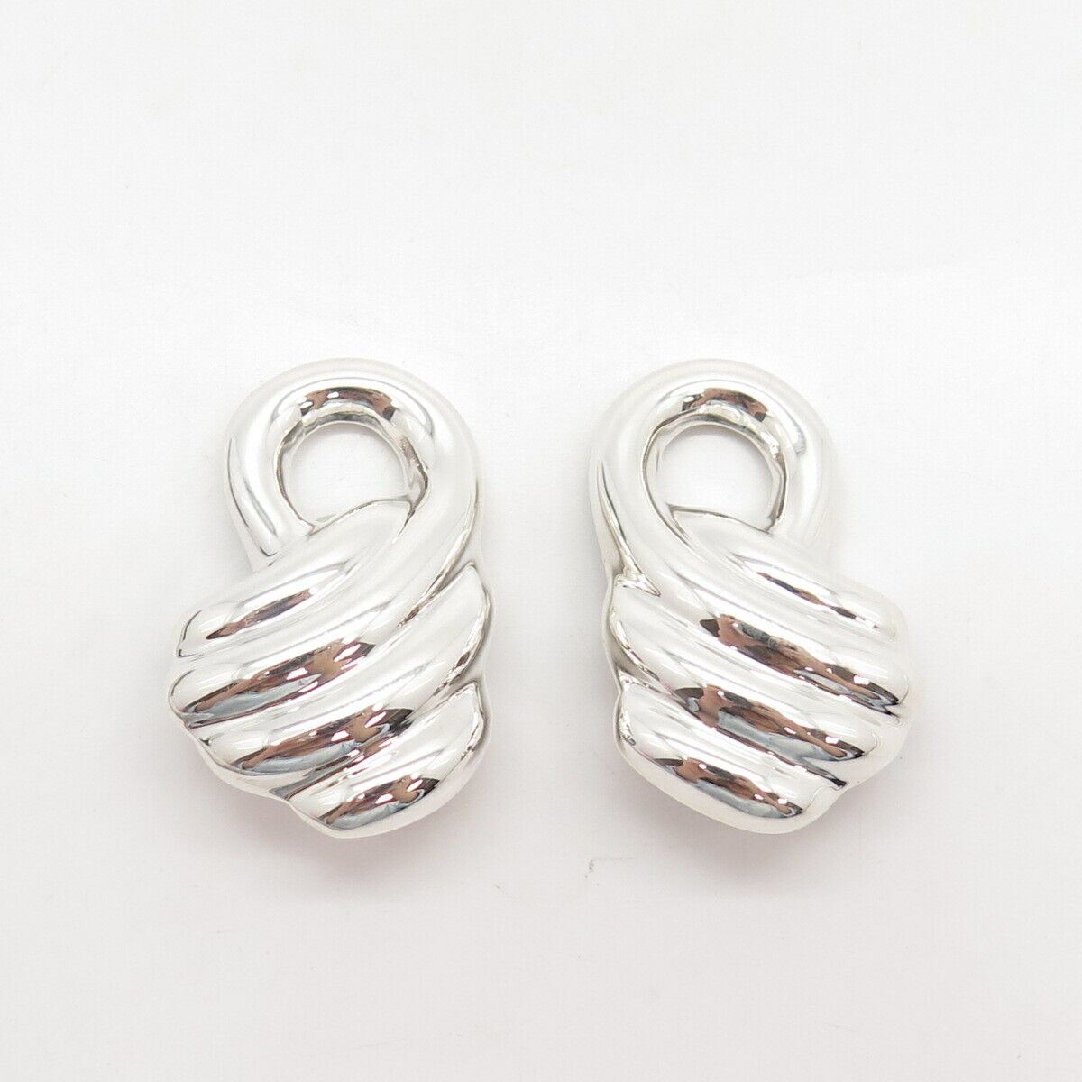 925 Sterling Silver Vintage Mexico Swirl Clip On Earrings