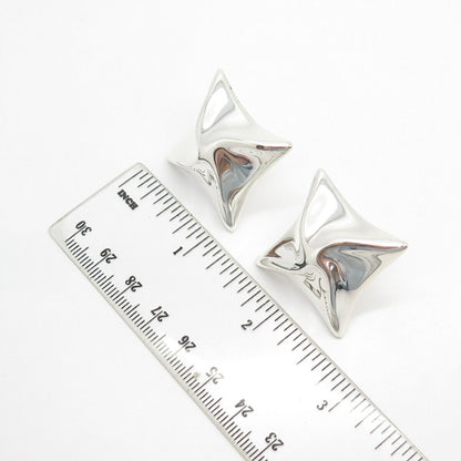 925 Sterling Silver Vintage Mexico Concave Rhombus Earrings