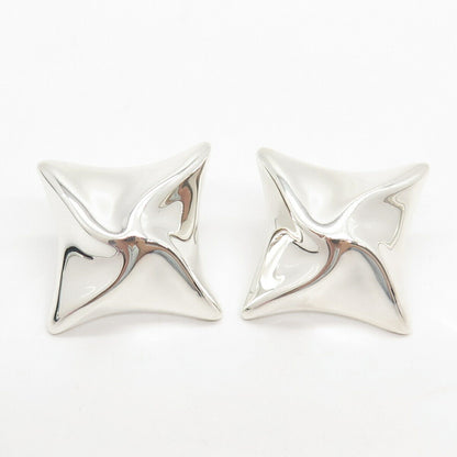 925 Sterling Silver Vintage Mexico Concave Rhombus Earrings