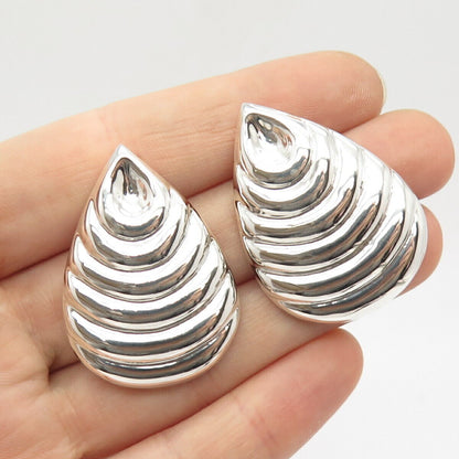 925 Sterling Silver Vintage Mexico Ribbed Earrings