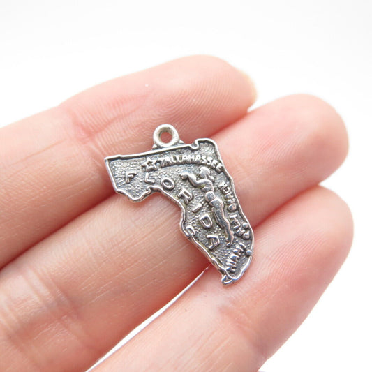 925 Sterling Silver Vintage "Florida" State Map Charm Pendant