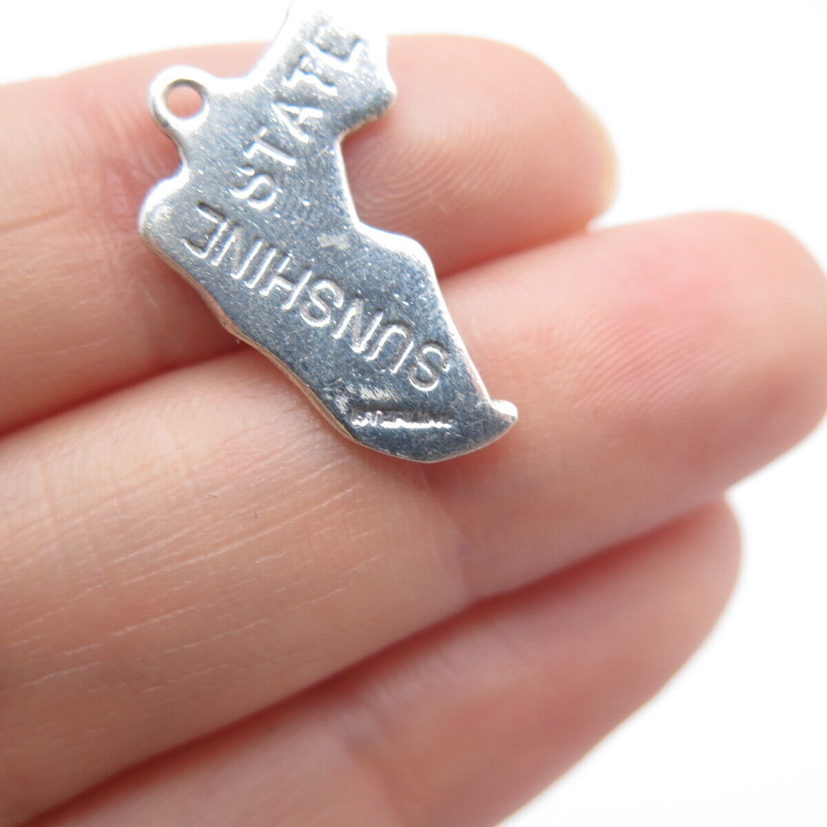 925 Sterling Silver Vintage "Florida" State Map Charm Pendant