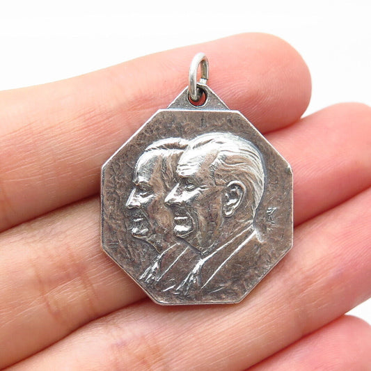 925 Sterling Silver Vintage "Lyndon B. Johnson / Hubert H. Humphrey" Pendant