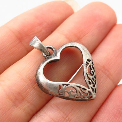 925 Sterling Silver Open Heart Design Pendant