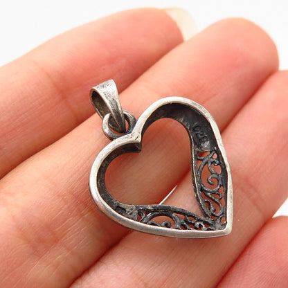 925 Sterling Silver Open Heart Design Pendant