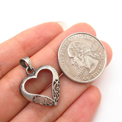 925 Sterling Silver Open Heart Design Pendant