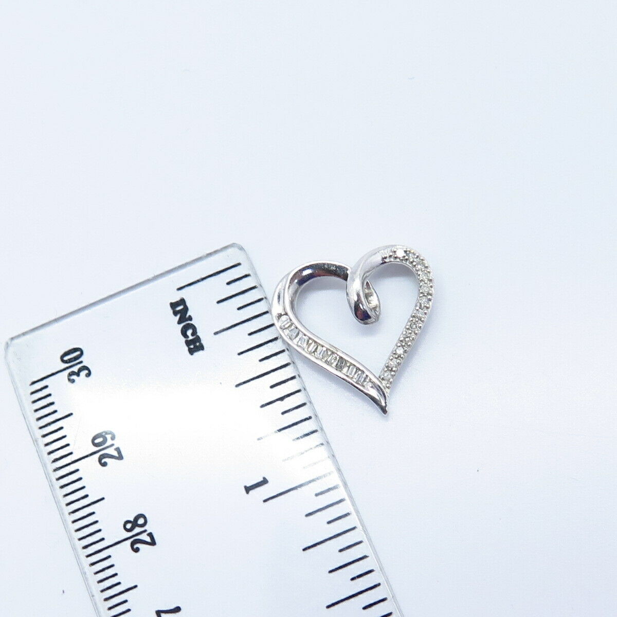 925 Sterling Silver Real Diamond Open Heart Slide Pendant