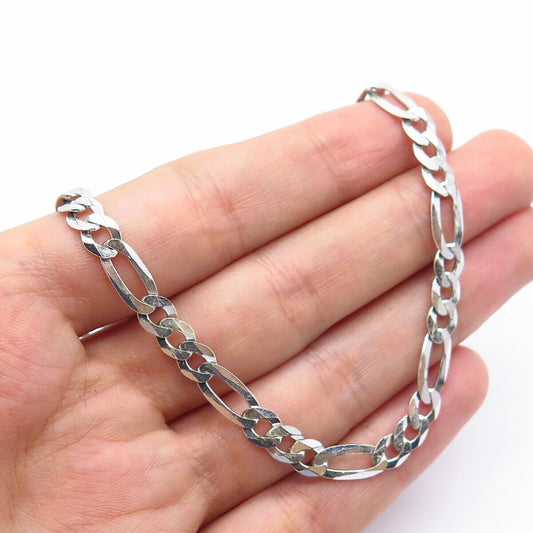 925 Sterling Silver Italy Figaro Chain Necklace 24"
