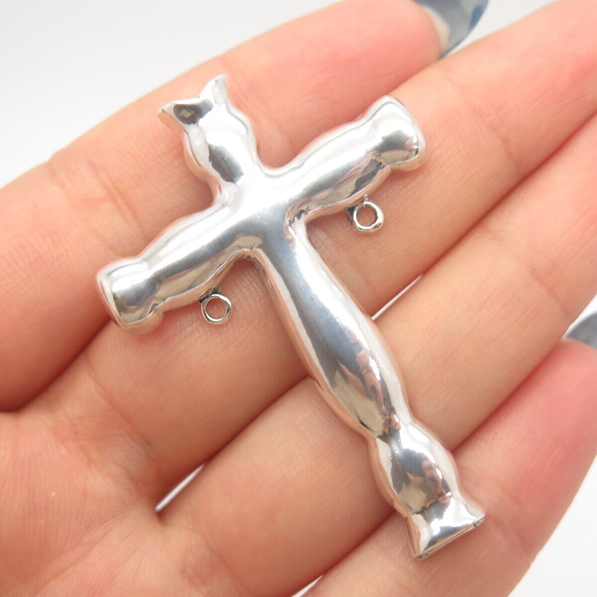 925 Sterling Silver Vintage Terry Mayer Modernist Cross Slide Pendant