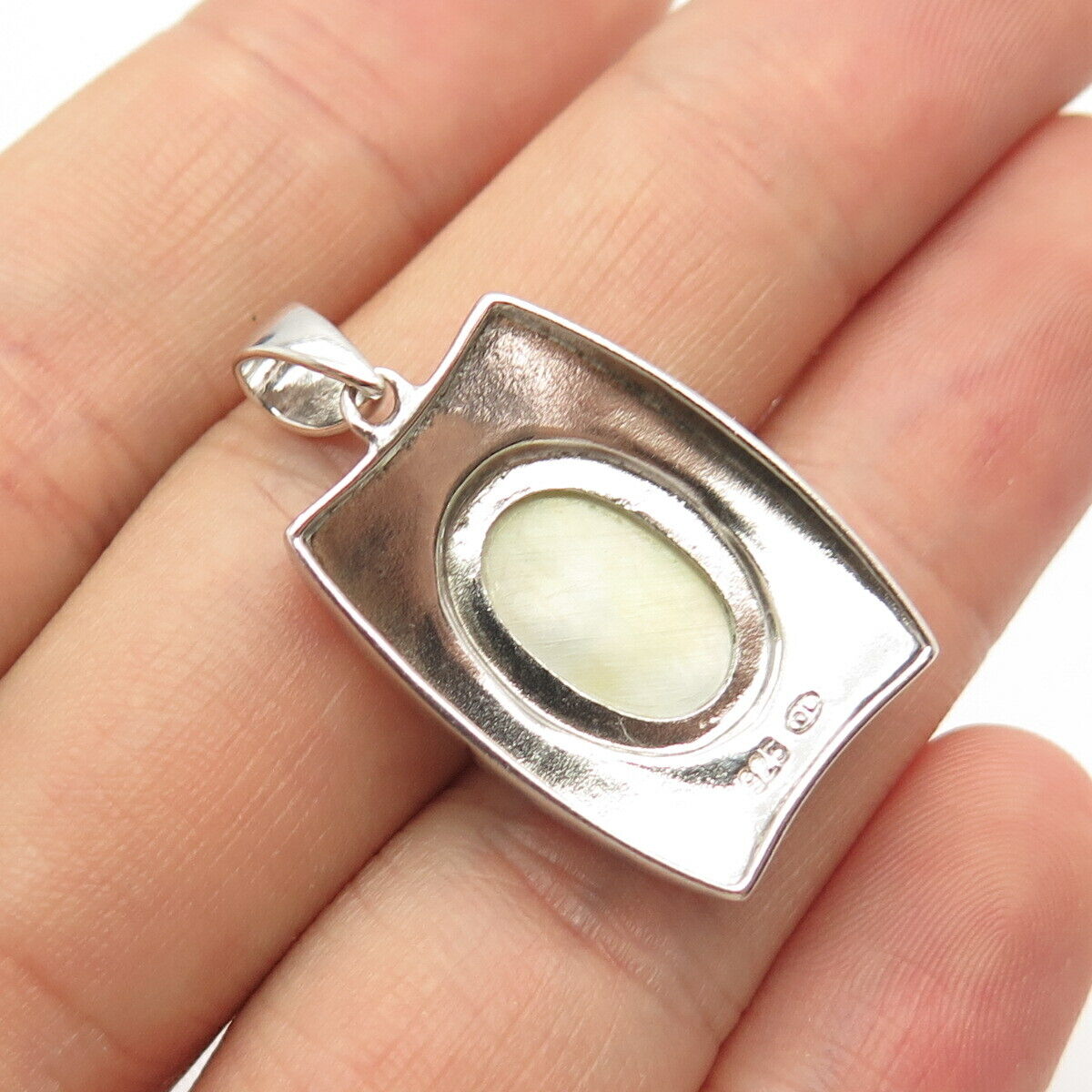 925 Sterling Silver Vintage Real Mother-of-Pearl Pendant