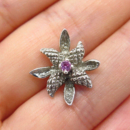 925 Sterling Silver Vintage Pink C Z Star Pendant