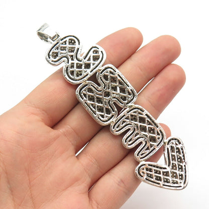 925 Sterling Silver Pave C Z "Shev" Pendant