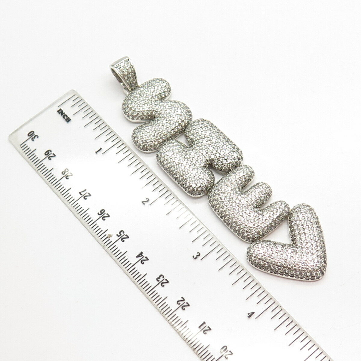 925 Sterling Silver Pave C Z "Shev" Pendant