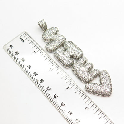 925 Sterling Silver Pave C Z "Shev" Pendant